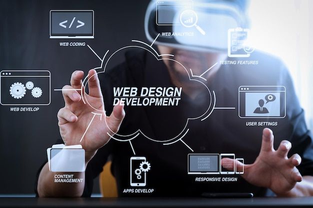 Developing programming and coding technologies with website design in virtual diagram _ Premium Photo